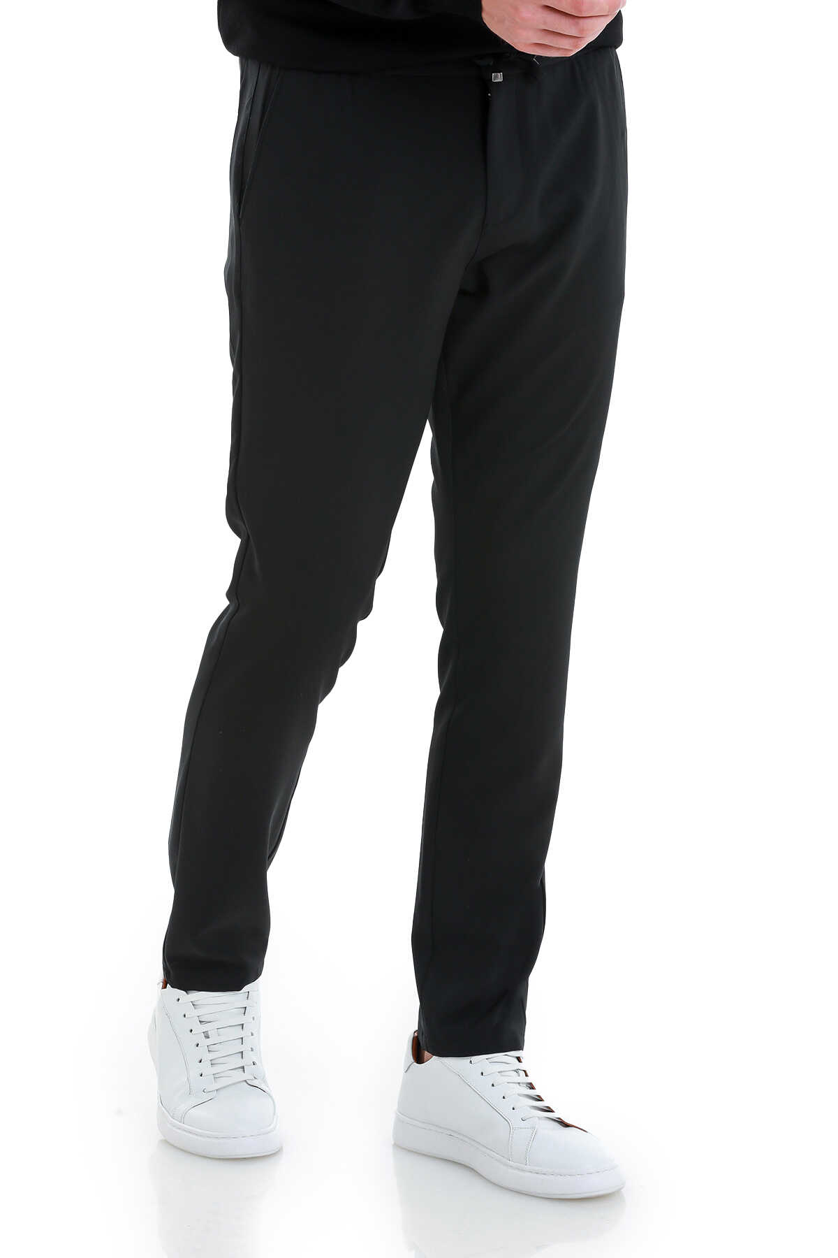 Siyah Dinamik Fit Düz Yandan Cepli Jogger Pantolon - 3