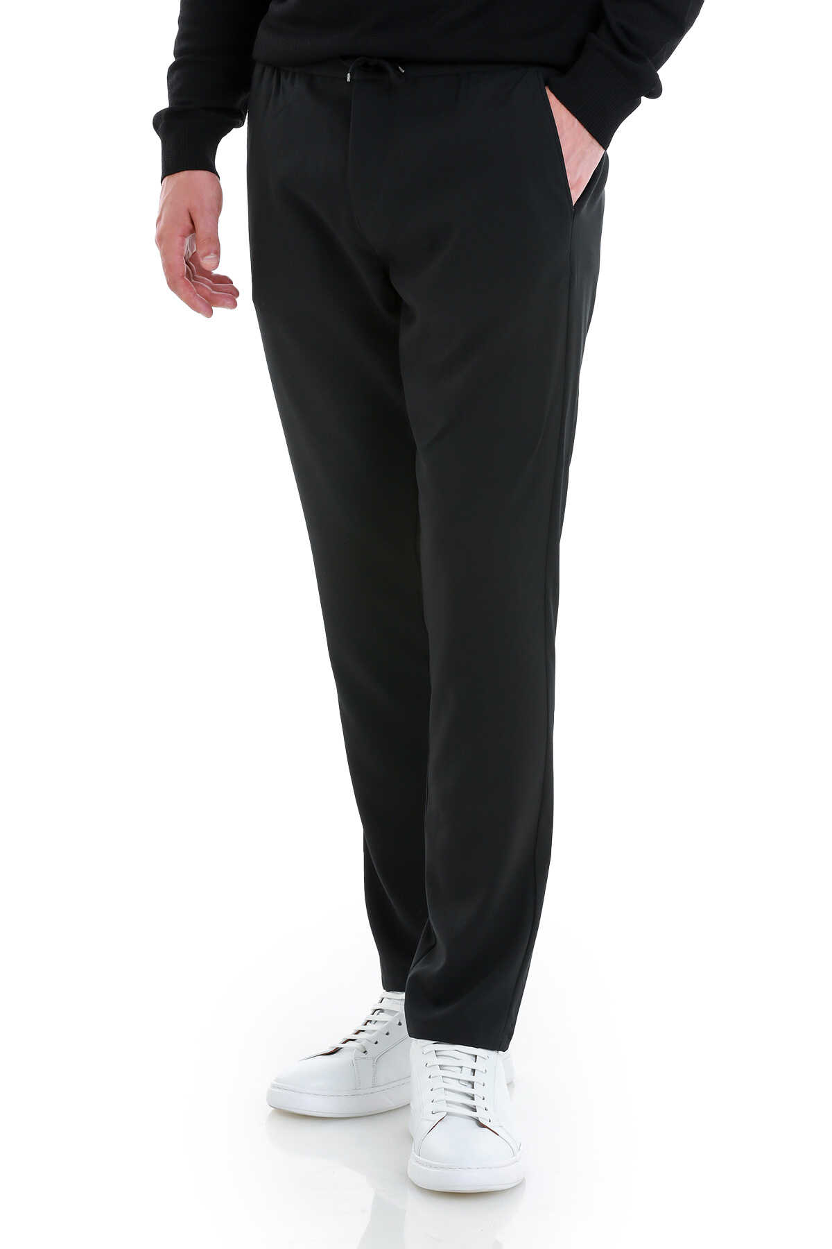 Siyah Dinamik Fit Düz Yandan Cepli Jogger Pantolon - 4