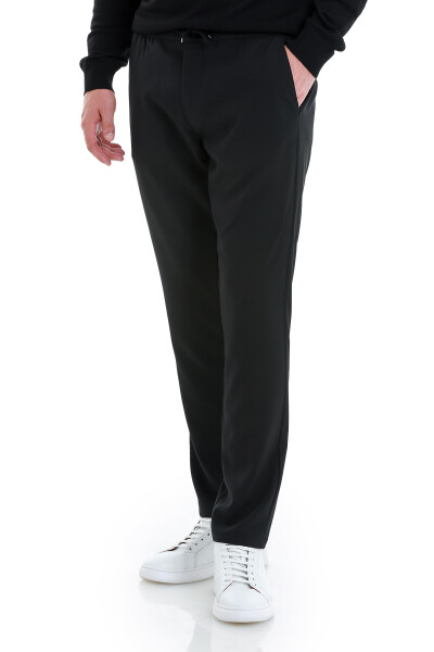 Siyah Dinamik Fit Düz Yandan Cepli Jogger Pantolon - 4