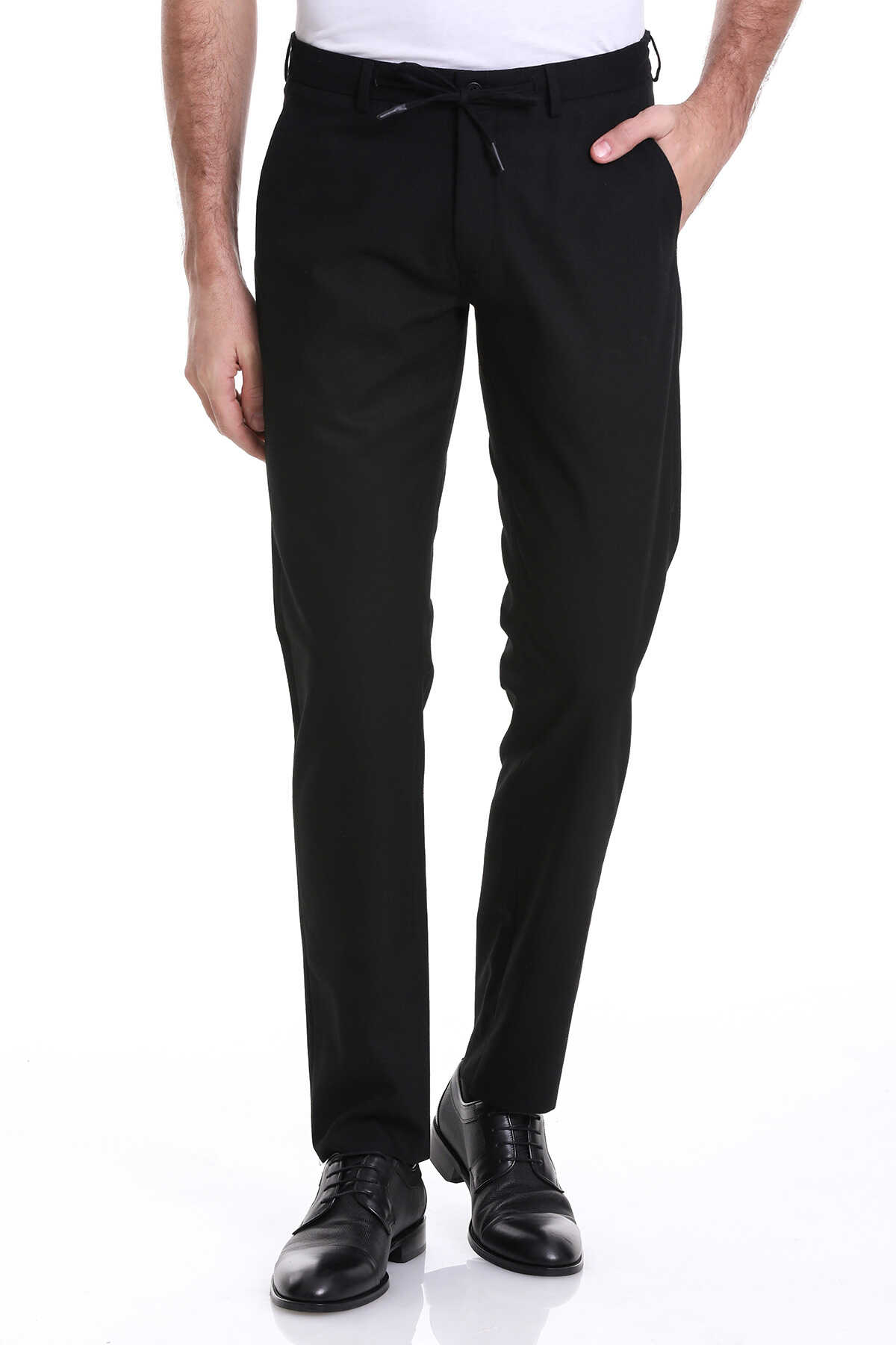 Siyah Dinamik Fit Düz Yandan Cepli Jogger Pantolon - 1