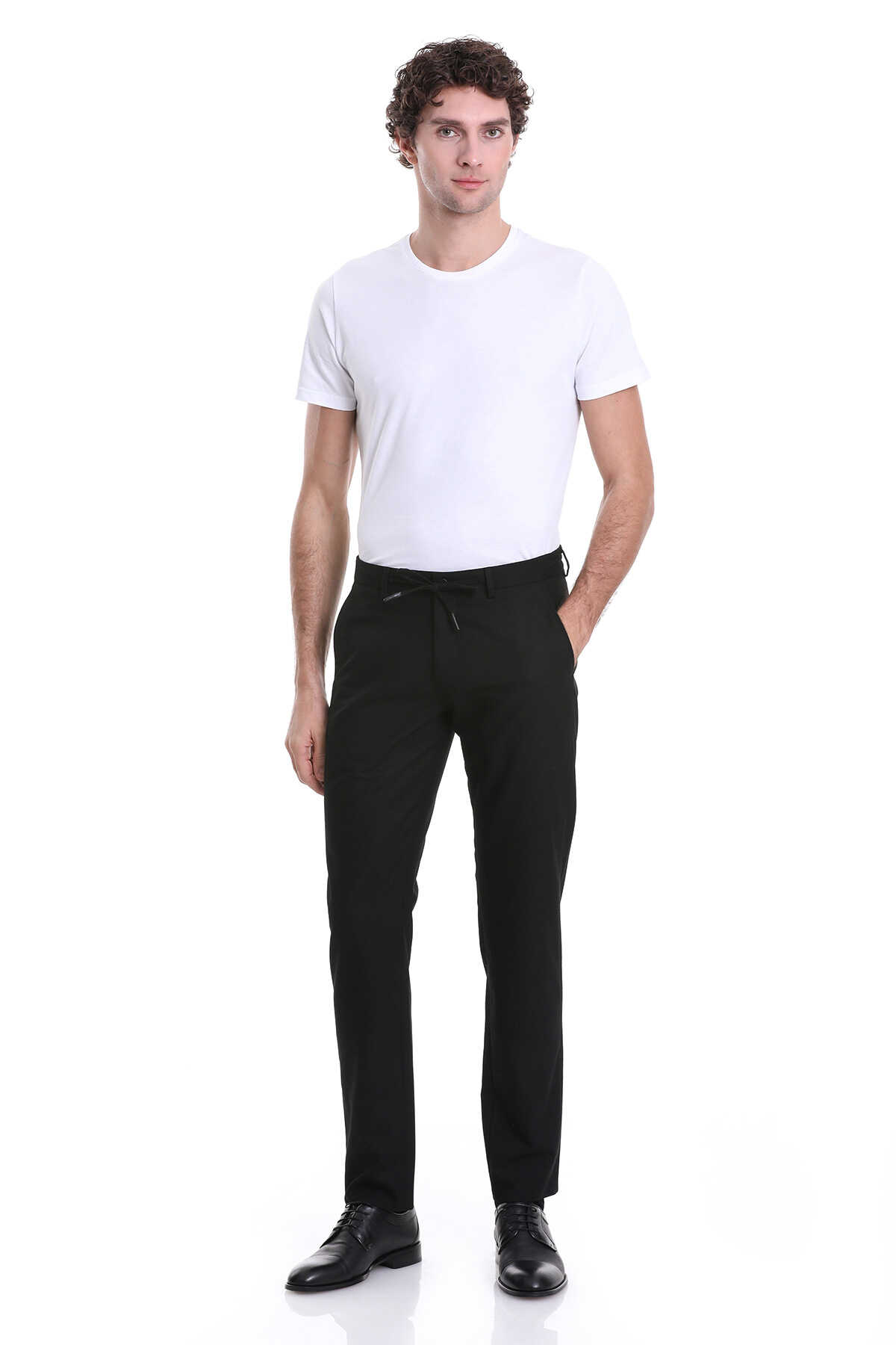 Siyah Dinamik Fit Düz Yandan Cepli Jogger Pantolon - 2