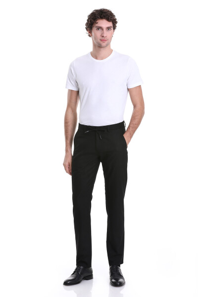 Siyah Dinamik Fit Düz Yandan Cepli Jogger Pantolon - 2