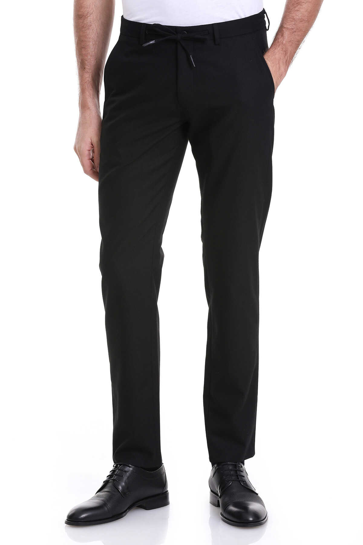 Siyah Dinamik Fit Düz Yandan Cepli Jogger Pantolon - 3