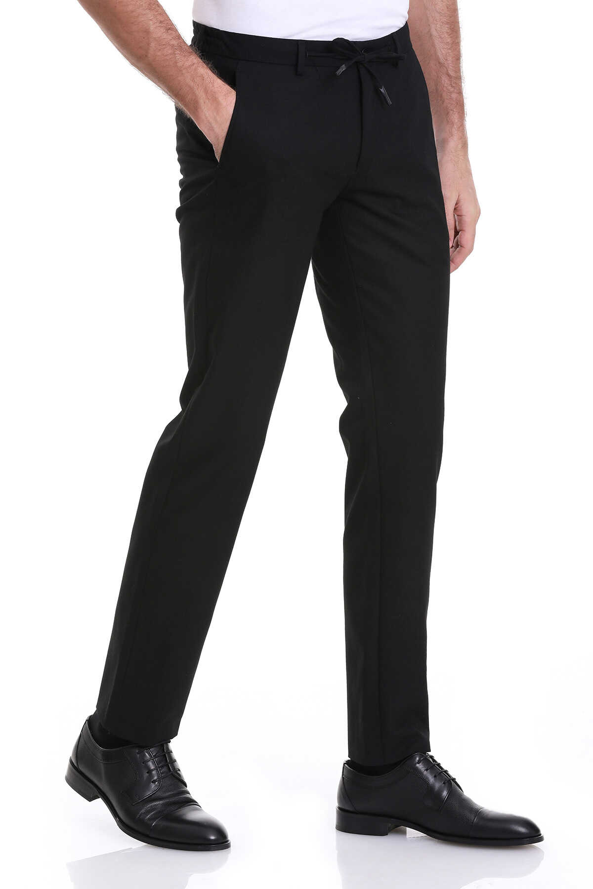 Siyah Dinamik Fit Düz Yandan Cepli Jogger Pantolon - 4