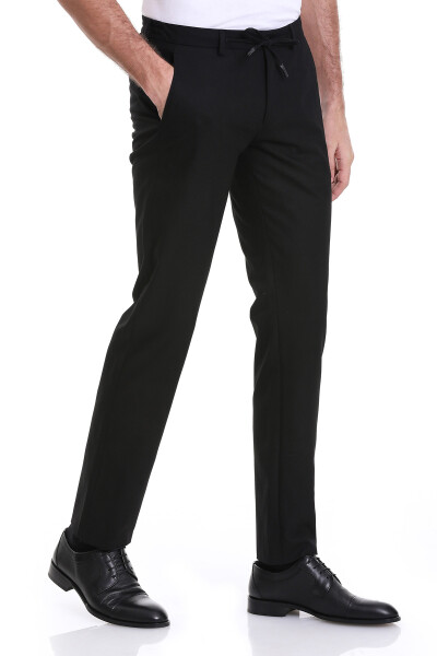 Siyah Dinamik Fit Düz Yandan Cepli Jogger Pantolon - 4