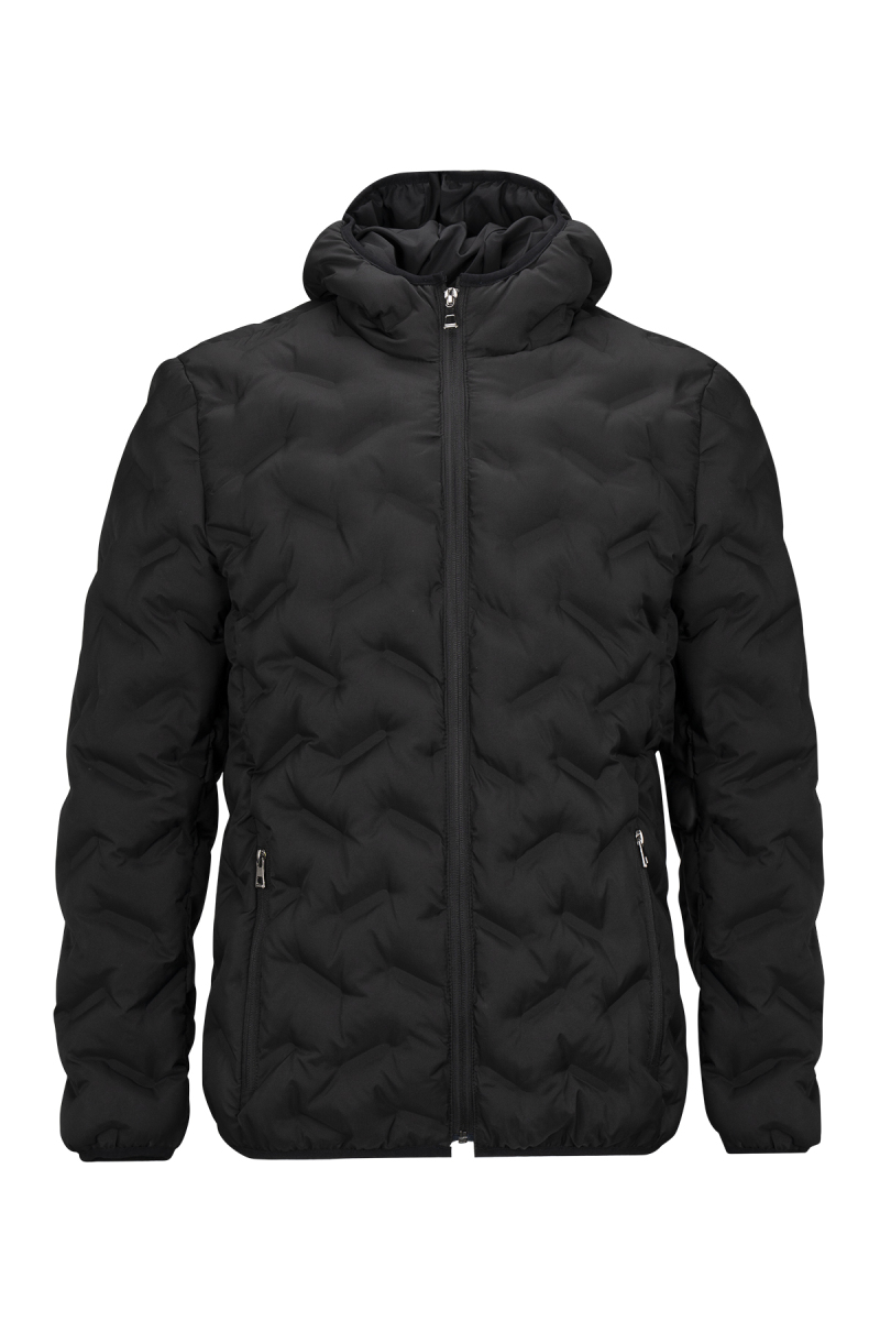 Siyah Dinamik Fit Kapüşonlu Şişme Mont - Saykı