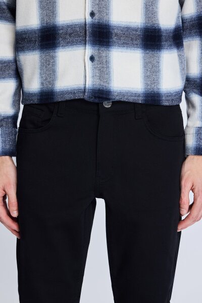 Siyah Dinamik Fit Pamuklu 5 Cep Kanvas Pantolon - 3