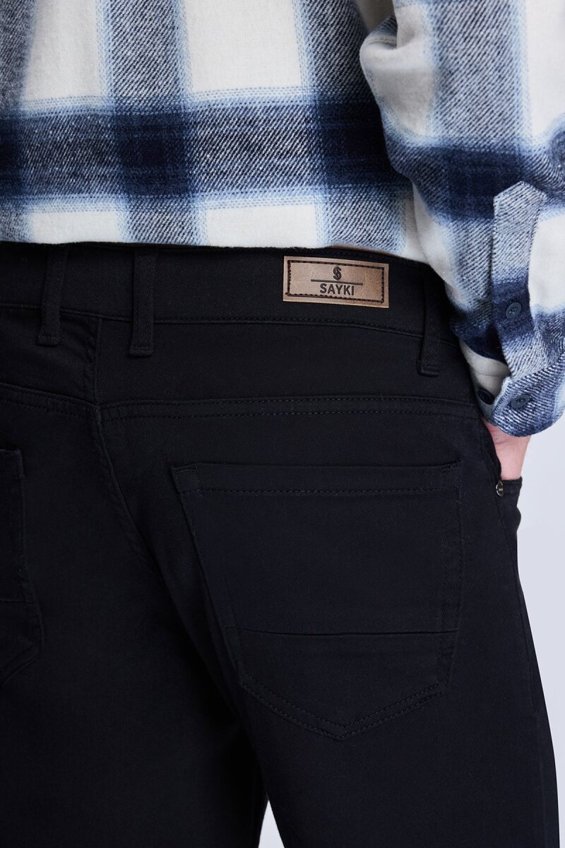Siyah Dinamik Fit Pamuklu 5 Cep Kanvas Pantolon - Hatem Saykı (1)