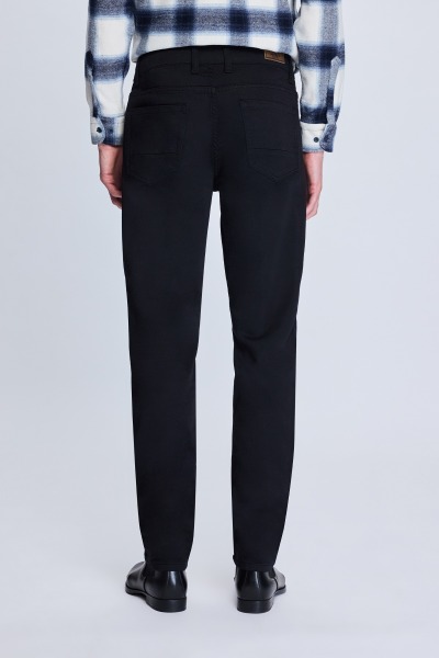 Siyah Dinamik Fit Pamuklu 5 Cep Kanvas Pantolon - 5