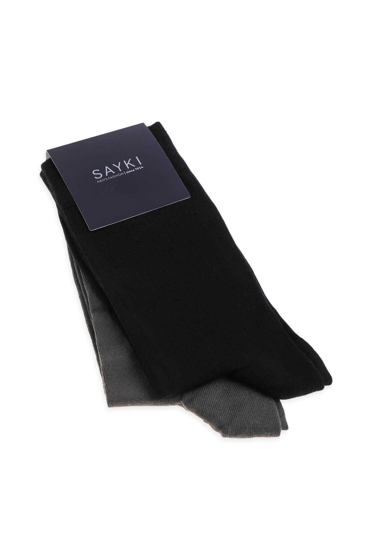 Siyah-Gri İkili Dikişsiz Bambu Çorap - 1