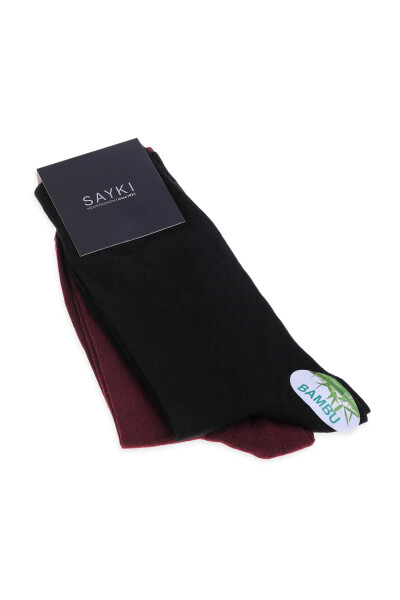 Siyah Pamuklu Dikişsiz İkili Soket Çorap - 1