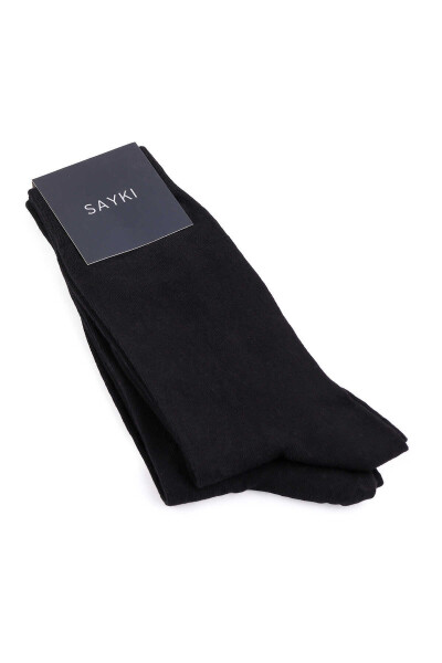 Siyah Pamuklu Dikişsiz İkili Soket Çorap - 2