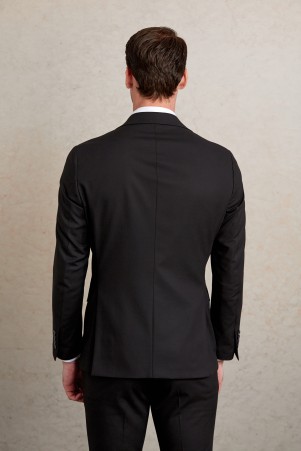 Siyah Düz Slim Fit Mono Yaka Klasik Takım Elbise - Thumbnail
