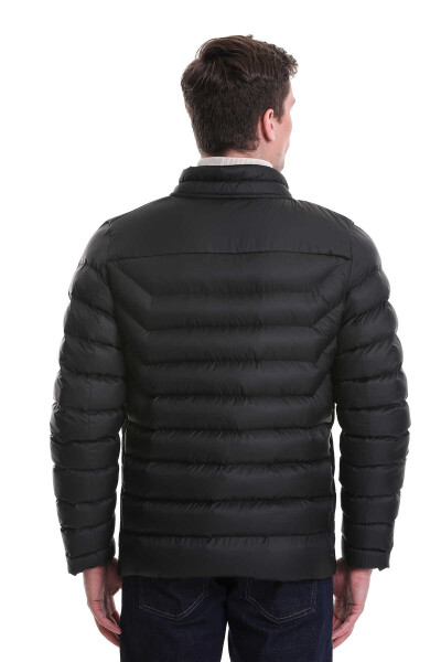 Siyah Ekstra Slim Fit Hakim Yaka Şişme Mont - 7