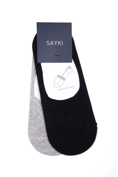 Siyah Basic Pamuklu İkili Dikişsiz Babet Çorap - 2