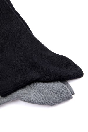 Siyah İkili Dikişsiz Bambu Çorap - Thumbnail