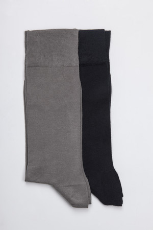 Siyah - Gri İkili Çorap - Thumbnail