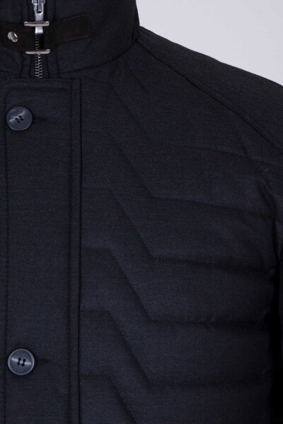 Siyah Hakim Yaka Kapitone Mont - 2