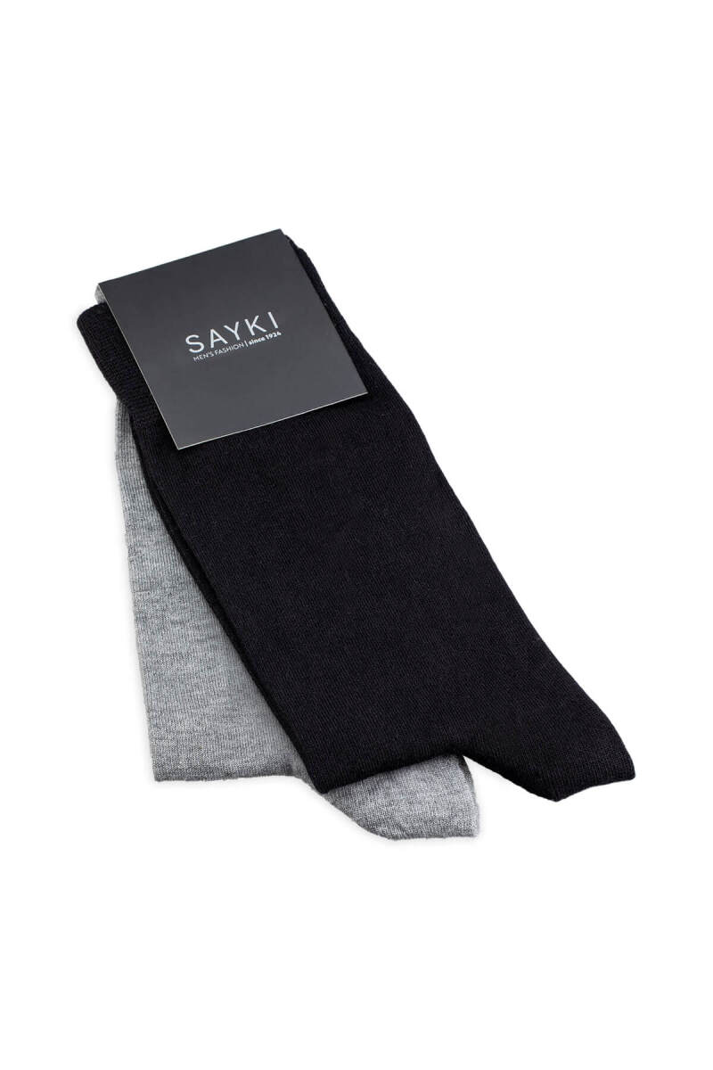 Siyah İkili Bambu Soket Çorap - Saykı