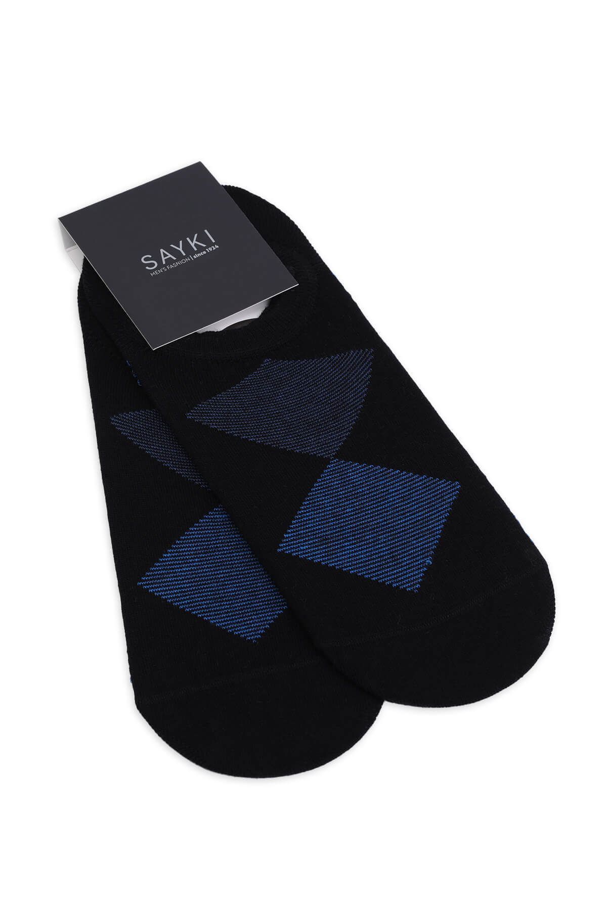 Siyah İkili Desenli Pamuklu Babet Çorap - 1