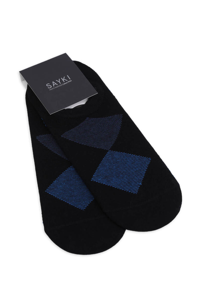 Siyah İkili Desenli Pamuklu Babet Çorap - HATEM SAYKI