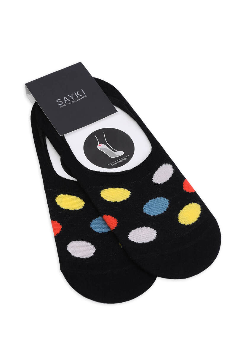 Siyah İkili Puantiyeli Pamuklu Babet Çorap - HATEM SAYKI