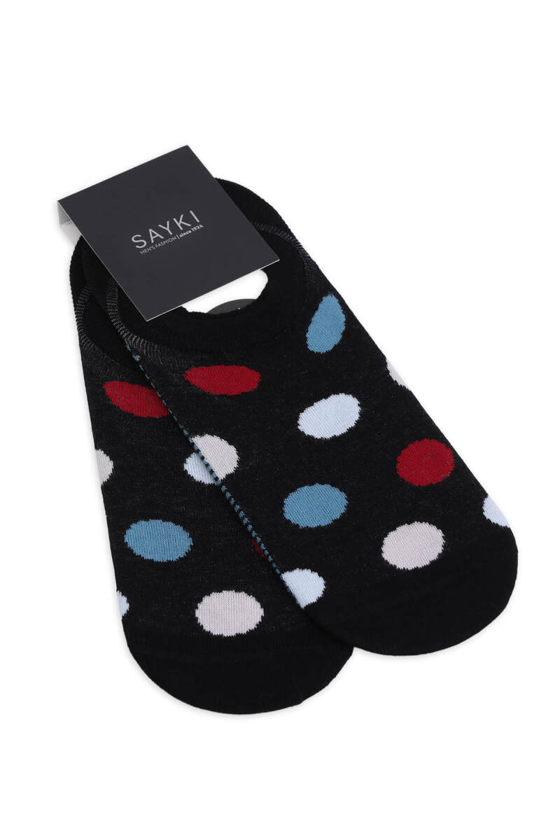 Siyah İkili Puantiyeli Pamuklu Babet Çorap - HATEM SAYKI