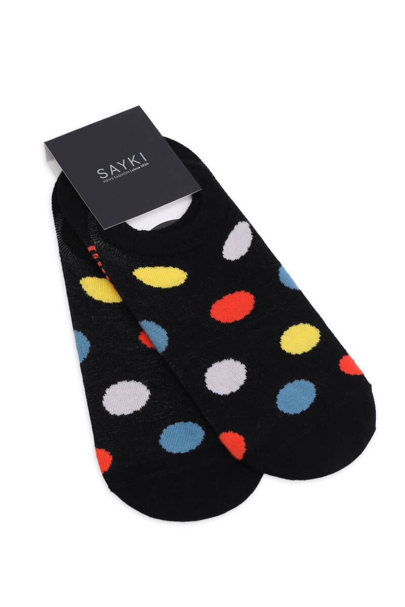 Siyah İkili Puantiyeli Pamuklu Babet Çorap - HATEM SAYKI