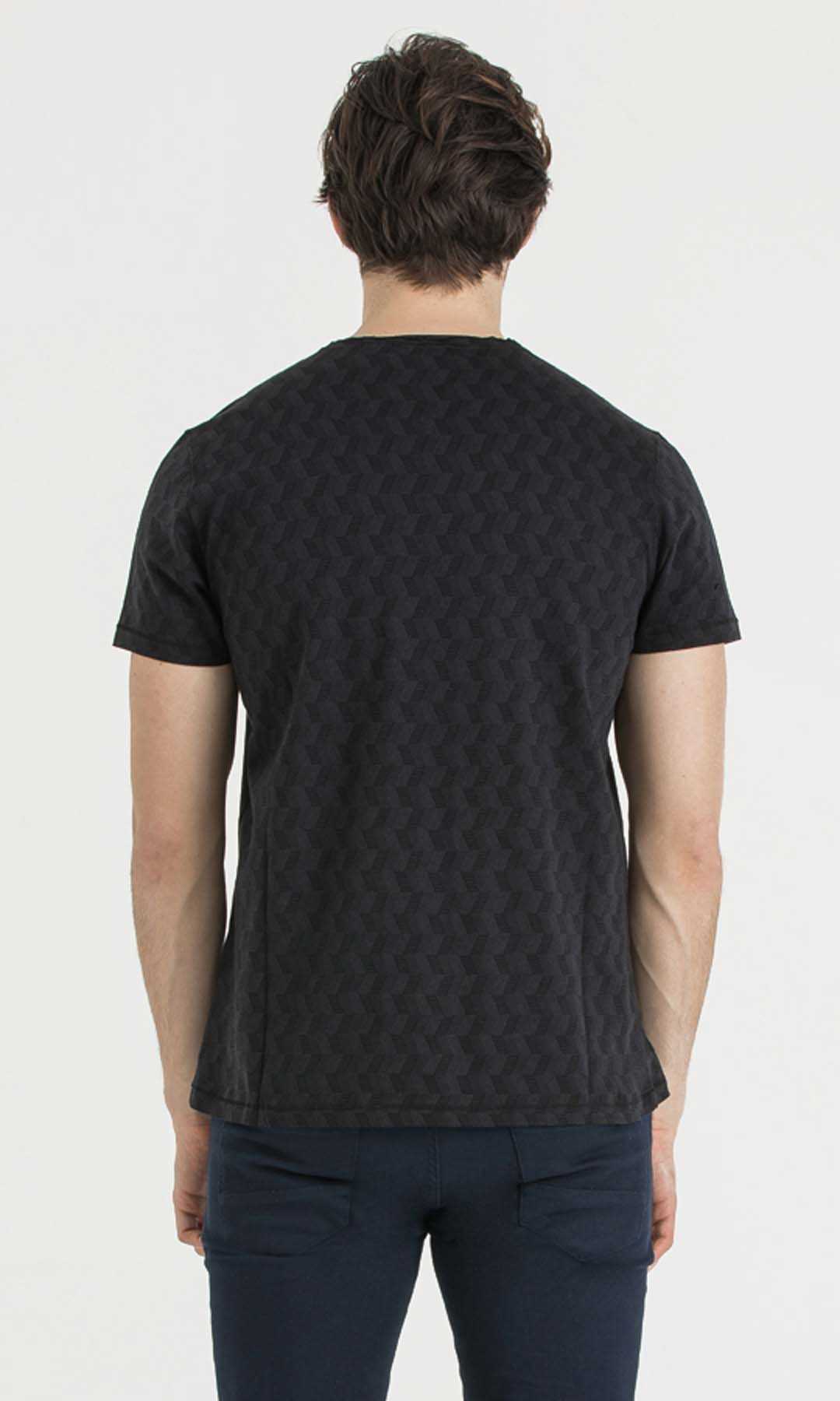 Siyah Jakarlı Regular T-shirt - 5