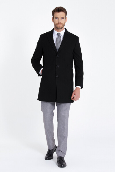 Siyah Kırlangıç Yaka Palto - 2