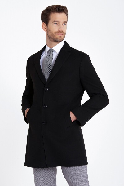 Siyah Kırlangıç Yaka Palto - 3