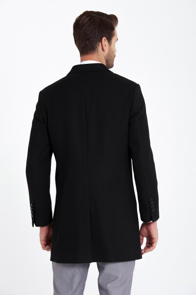 Siyah Kırlangıç Yaka Palto - 4