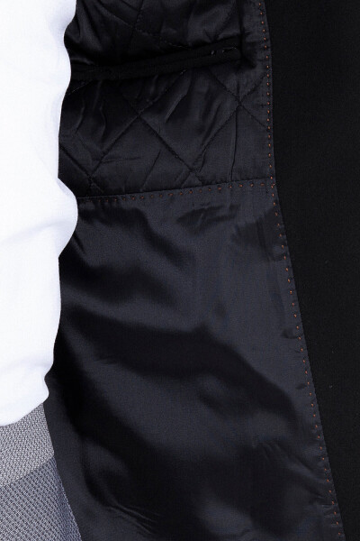 Siyah Kırlangıç Yaka Palto - 7