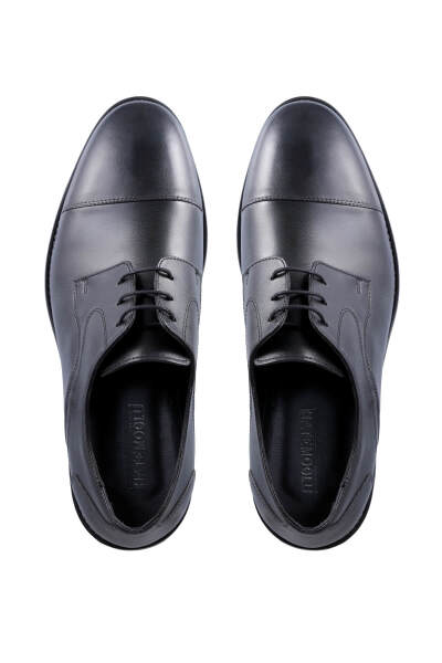 Siyah Klasik 100% Hakiki Deri Bağcıklı Ayakkabı - 2