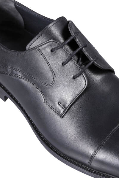 Siyah Klasik 100% Hakiki Deri Bağcıklı Ayakkabı - 3