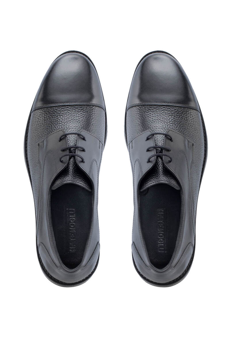 Siyah Klasik 100% Hakiki Deri Bağcıklı Ayakkabı - Hatemoğlu (1)