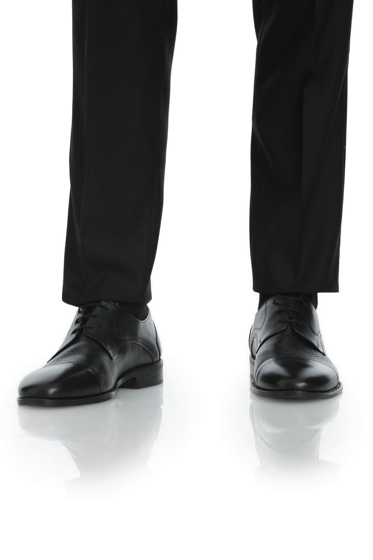 Siyah Klasik 100% Hakiki Deri Bağcıklı Ayakkabı - 6