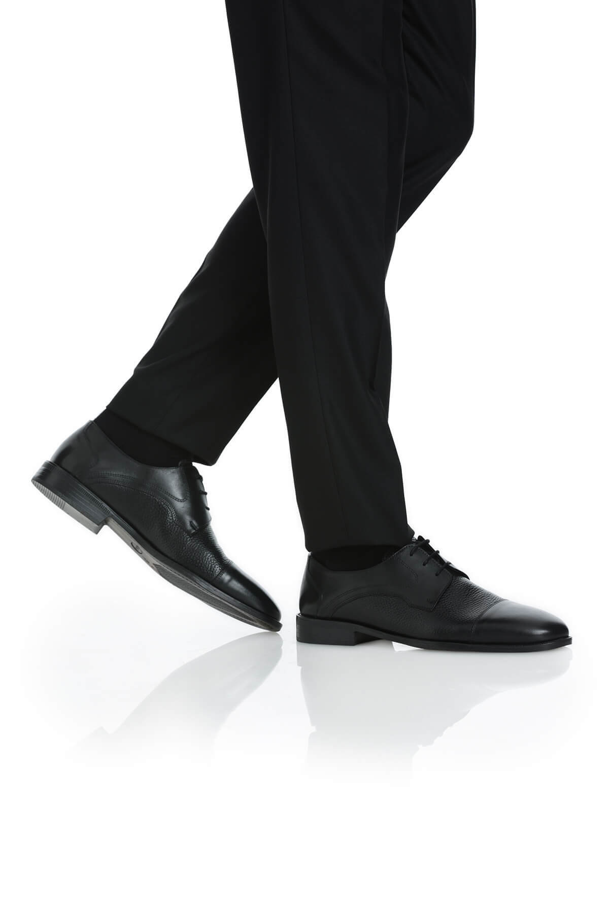 Siyah Klasik 100% Hakiki Deri Bağcıklı Ayakkabı - 7