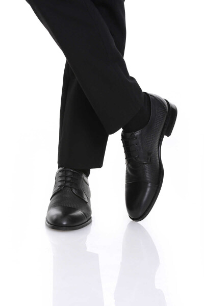 Siyah Klasik Bağcıklı Deri Ayakkabı - 4