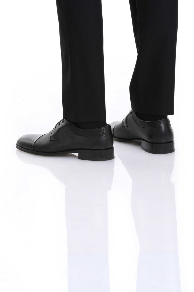 Siyah Klasik Bağcıklı Deri Ayakkabı - 5