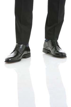 Siyah Klasik Bağcıklı Deri Ayakkabı - Thumbnail