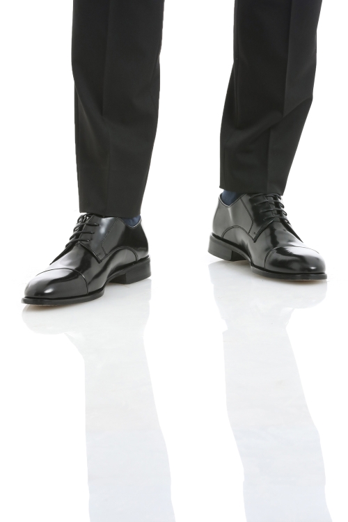 Hatem Saykı - Siyah Klasik Bağcıklı Deri Ayakkabı