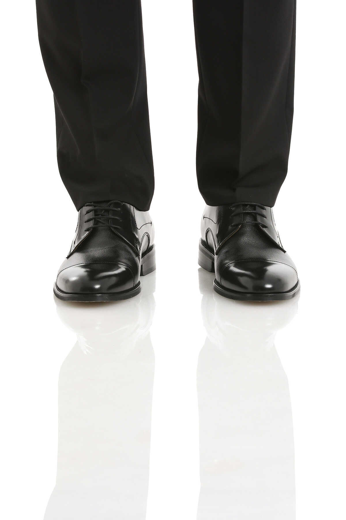 Siyah Klasik Bağcıklı Deri Ayakkabı - 1