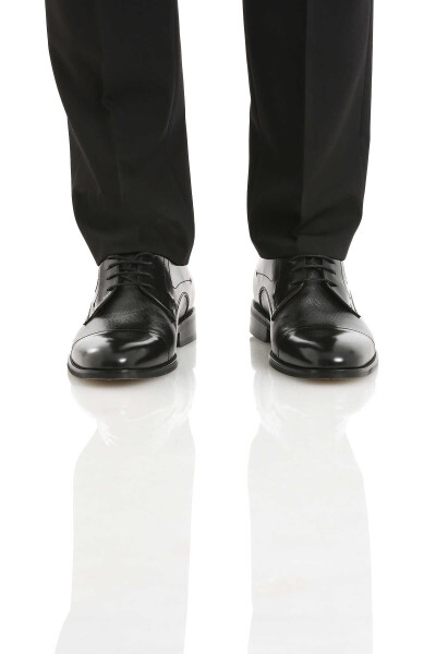 Siyah Klasik Bağcıklı Deri Ayakkabı - 1