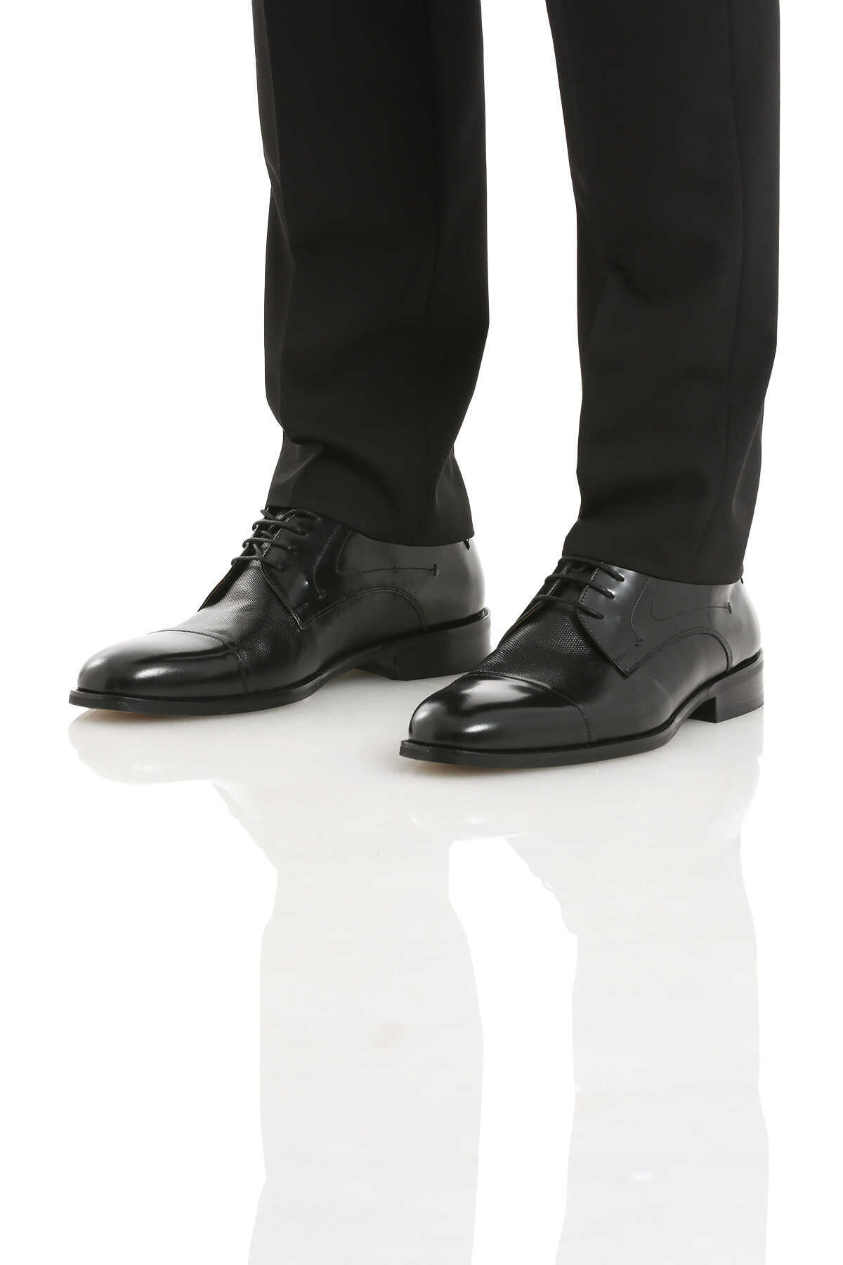 Siyah Klasik Bağcıklı Deri Ayakkabı - 2