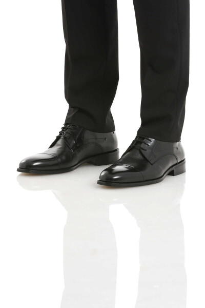 Siyah Klasik Bağcıklı Deri Ayakkabı - 2