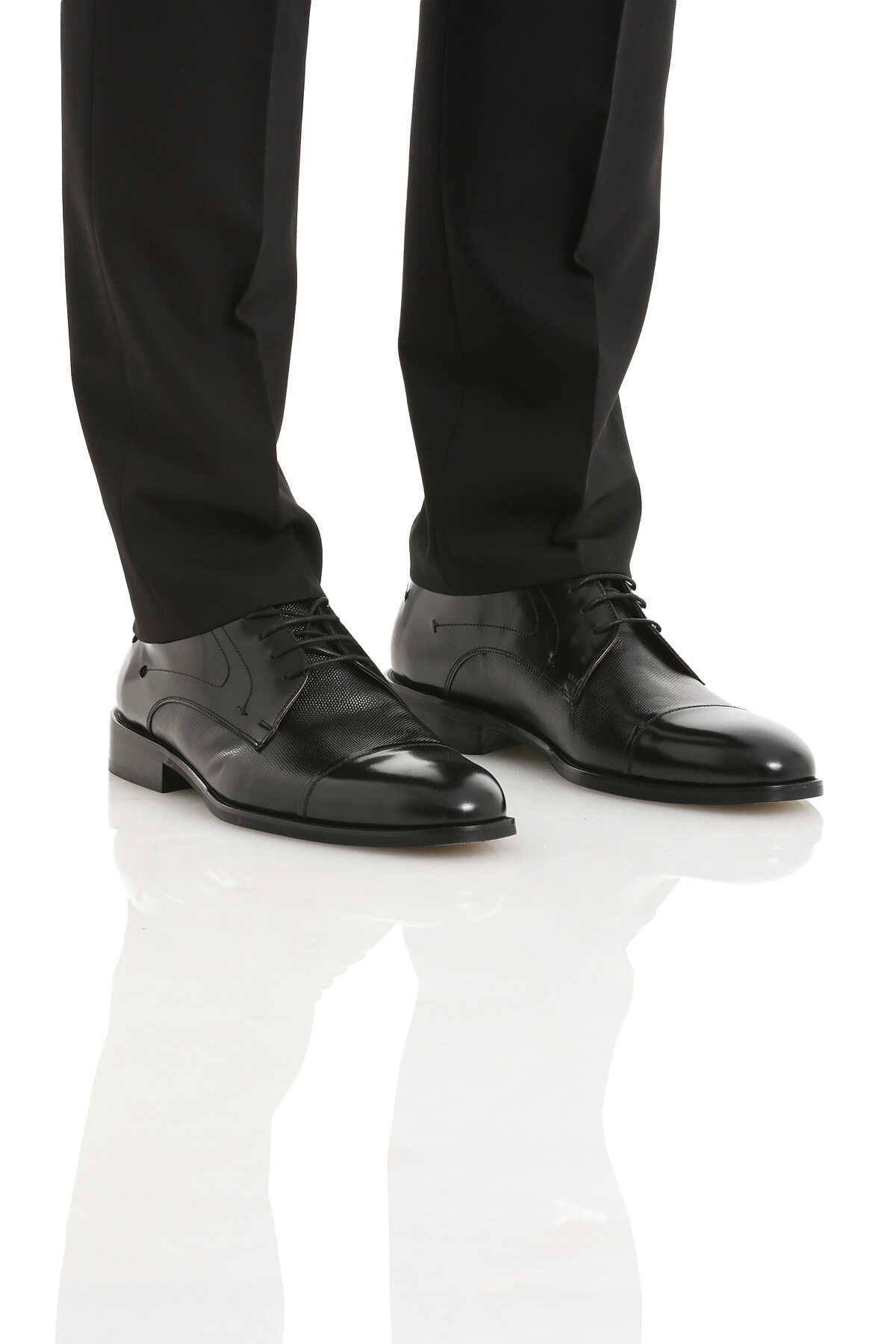 Siyah Klasik Bağcıklı Deri Ayakkabı - 3