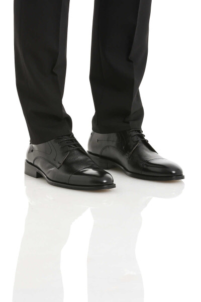 Siyah Klasik Bağcıklı Deri Ayakkabı - 3