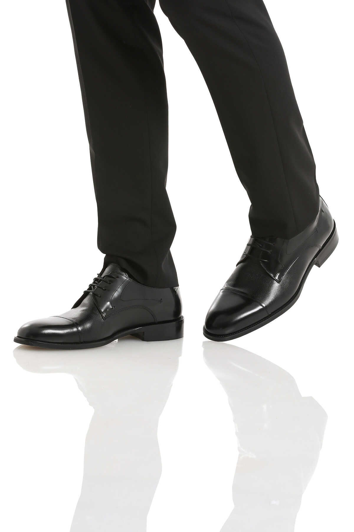 Siyah Klasik Bağcıklı Deri Ayakkabı - 4