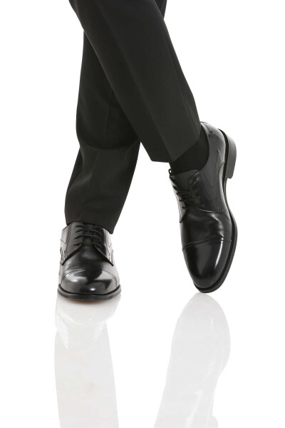 Siyah Klasik Bağcıklı Deri Ayakkabı - 5